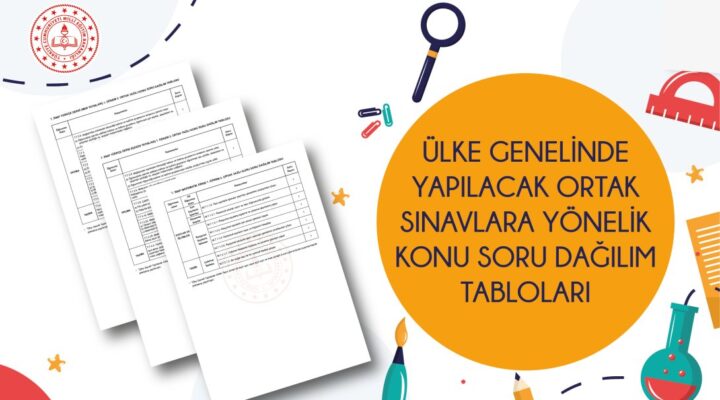 ÜLKE GENELİNDE 7. SINIFLAR İÇİN YAPILACAK ORTAK SINAVLARA YÖNELİK KONU SORU DAĞILIM TABLOLARI YAYIMLANDI